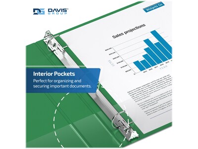 Davis Group Premium Economy 2" 3-Ring Non-View Binders, D-Ring, Green, 6/Pack (2304-04-06)