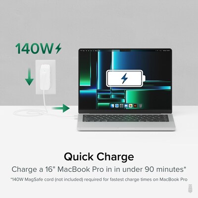 Plugable USB-C Gan Power Adapter, 140W, White (PS-EPR-140C1)