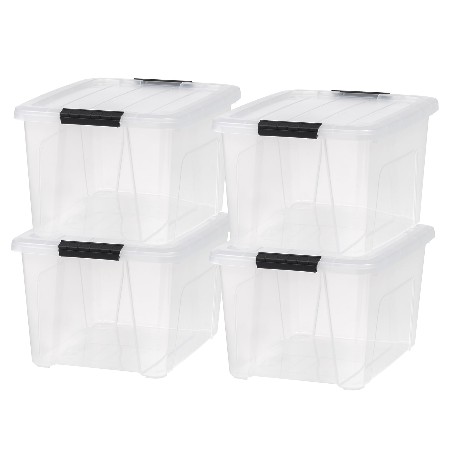 Iris 32 Quart Storage Container with Lid, Plastic, Clear, 4/Pack (500297)