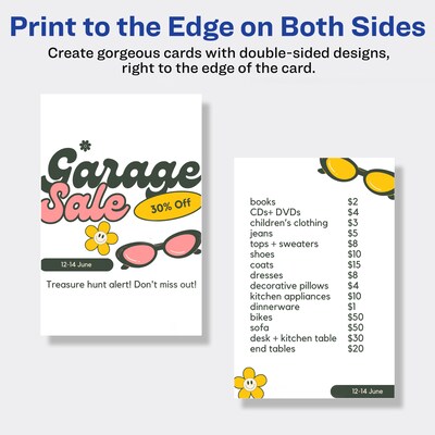Avery Postcards, Matte White, Print to the Edge, 4" x 6", Inkjet, 100/Pack (08386)