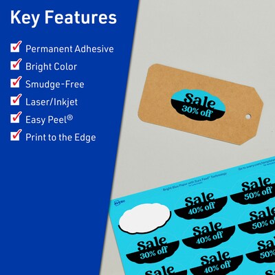 Avery Scalloped Decorative Edge Multipurpose Labels, 1-1/8 x 2-1/4, Bright Blue, 1680/Box (94061)