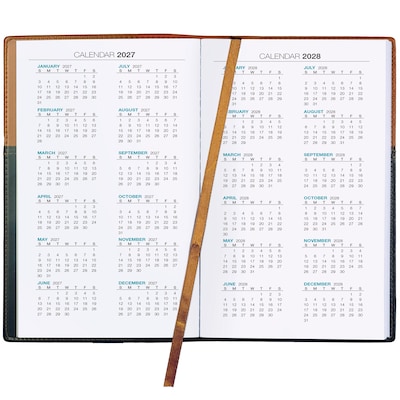 2026-2027 Excello Brands 5" x 8" Weekly & Monthly Planner, Paperboard Cover, Black/Brown (RRY27-PKT58-BN)