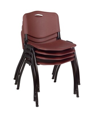 Regency 42" Round Laminate Table With 4 M Stacker Chairs, Burgundy (TKB42RNDCH47BY)