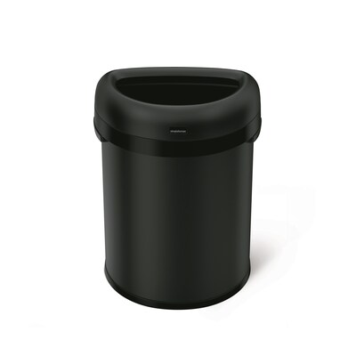 simplehuman 80L Semi-Round Can, Matte Black Heavy-Gauge Steel, Indoor Trash Can with Open Lid, 21 Gallon (CW1495)