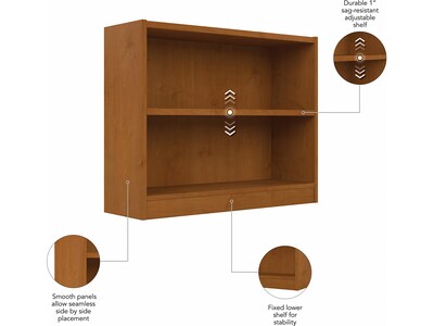 Bush Furniture Universal 30"H 2-Shelf Bookcase with Adjustable Shelf, Natural Cherry (WL12466)