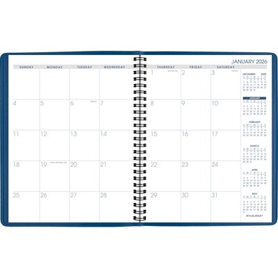 2026 AT-A-GLANCE 7 x 8.75 Monthly Planner, Faux Leather Cover, Blue (70-124-20-26)