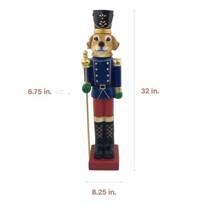 Fraser Hill Farm 32” Nutcracker Puppy Holding Scepter (FFRS032-0DOG-MLT)