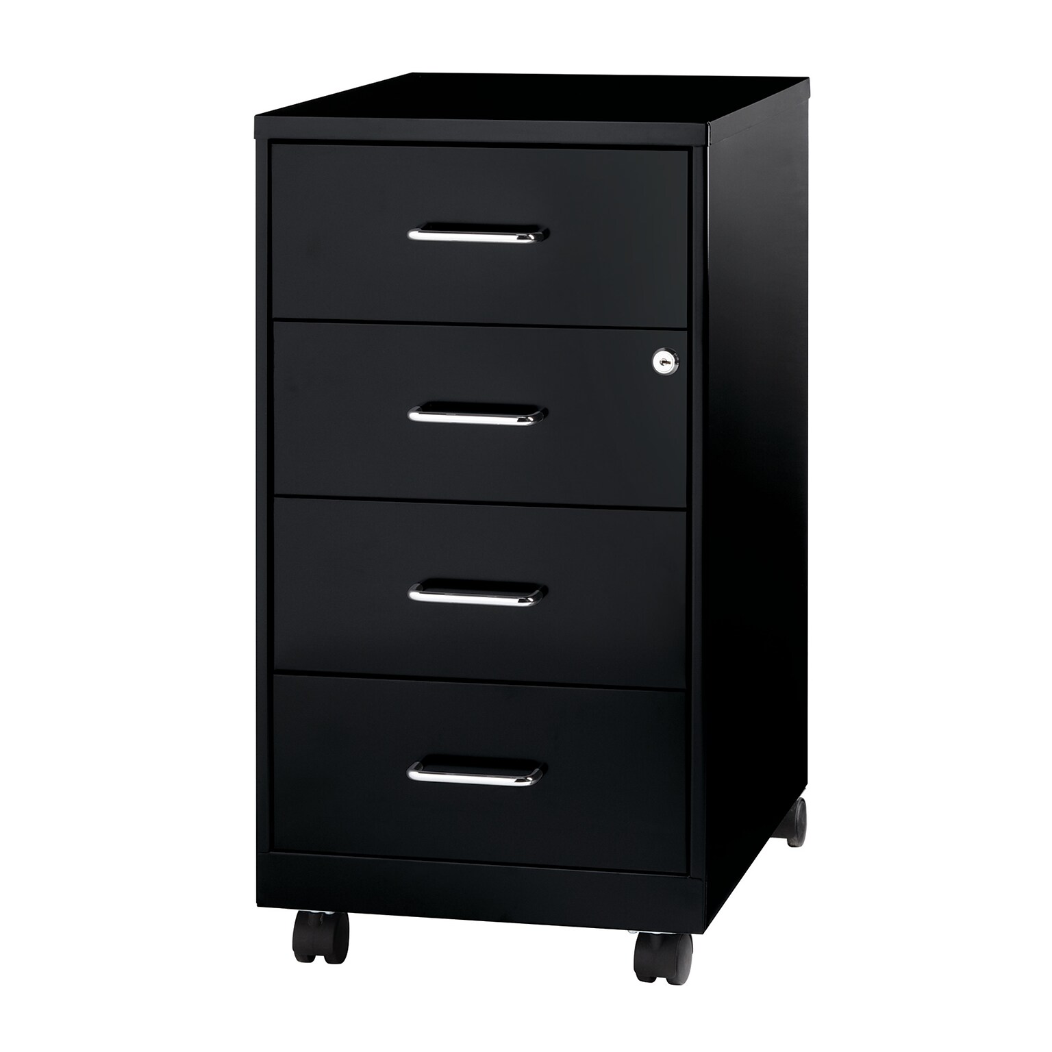 Space Solutions 18 4-Drawer Metal Mobile Organizer, Locking, Black (22792)