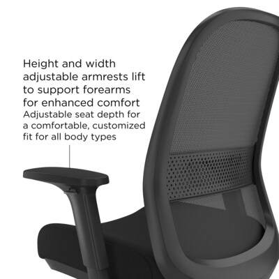 Workplace2.0™ Bedford Ergonomic Fabric/Mesh Swivel Task Chair, Black (UN60991)