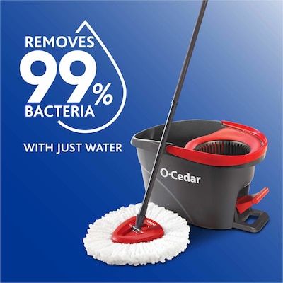 O-Cedar EasyWring Spin Mop & Bucket Kit, Black/Red (148473)