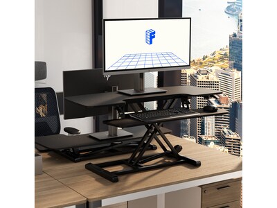FlexiSpot M7 Series 42"W Manual Rectangular Adjustable Standing Desk Converter, Black (M7-E-42B)