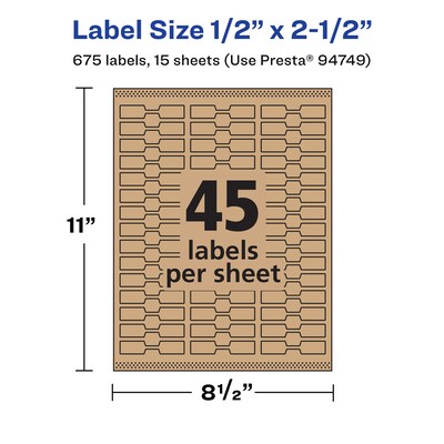 Avery Laser/Inkjet Multipurpose Labels, 2.5" x ", Kraft Brown, 675/Pack (94749)