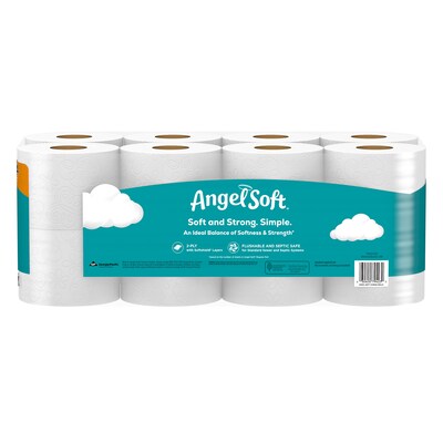 Angel Soft & Strong Mega Toilet Paper, 2-ply, White, 320 Sheets/Roll, 16 Rolls/Case (79423/02/01)