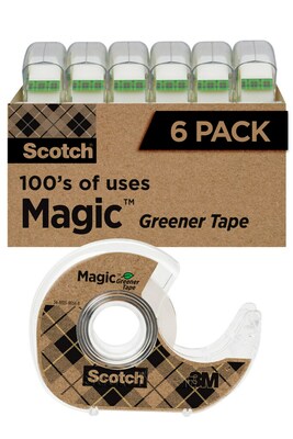 Scotch® Magic™ Greener Invisible Tape with Dispenser, 3/4 x 16.67 yds., 6 Rolls (6123)