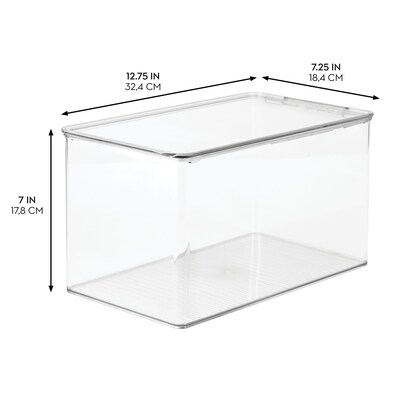 iDESIGN Storage Container with Hinged Lid, Plastic, Clear, 2/Pack (29192M2)