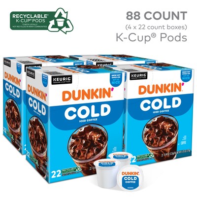 Dunkin Cold Iced Coffee Keurig® K-Cup® Pods, Medium Dark Roast, 88/Carton (5000369251CT)