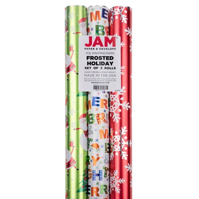 JAM Paper® Wrapping Paper - Premium Foil Gift Wrap - 75 Sq Ft - Frosted Holidays Set - 3/Pack