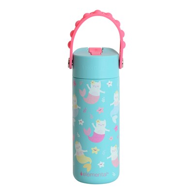Elemental Core Pop Stainless Steel Double Wall Insulated Water Bottle, 18 oz., Meowmaid (EBC18MWM25P)