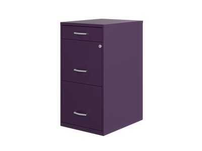 Space Solutions SOHO Organizer 3-Drawer Vertical File Cabinet, Letter Size, Lockable, Midnight Purple (25281)