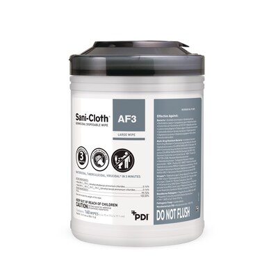 PDI Sani-Cloth AF3 Disinfecting Wipes, 160 Wipes/Container, 12/Carton (P13872CT)