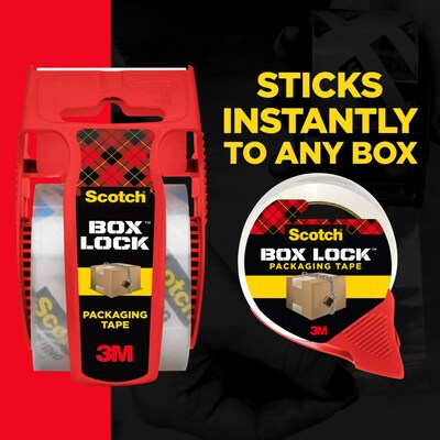Scotch Box Lock Shipping Packing Tape with Refillable Dispenser, 1.88 in x 54.6 yds., Clear (3950-RD)