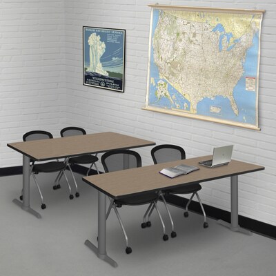 Regency Cain Steel T-Base Training Seminar Table, 72 x 24, Noble Oak/Grey Base (MTRCT7224NOGY)