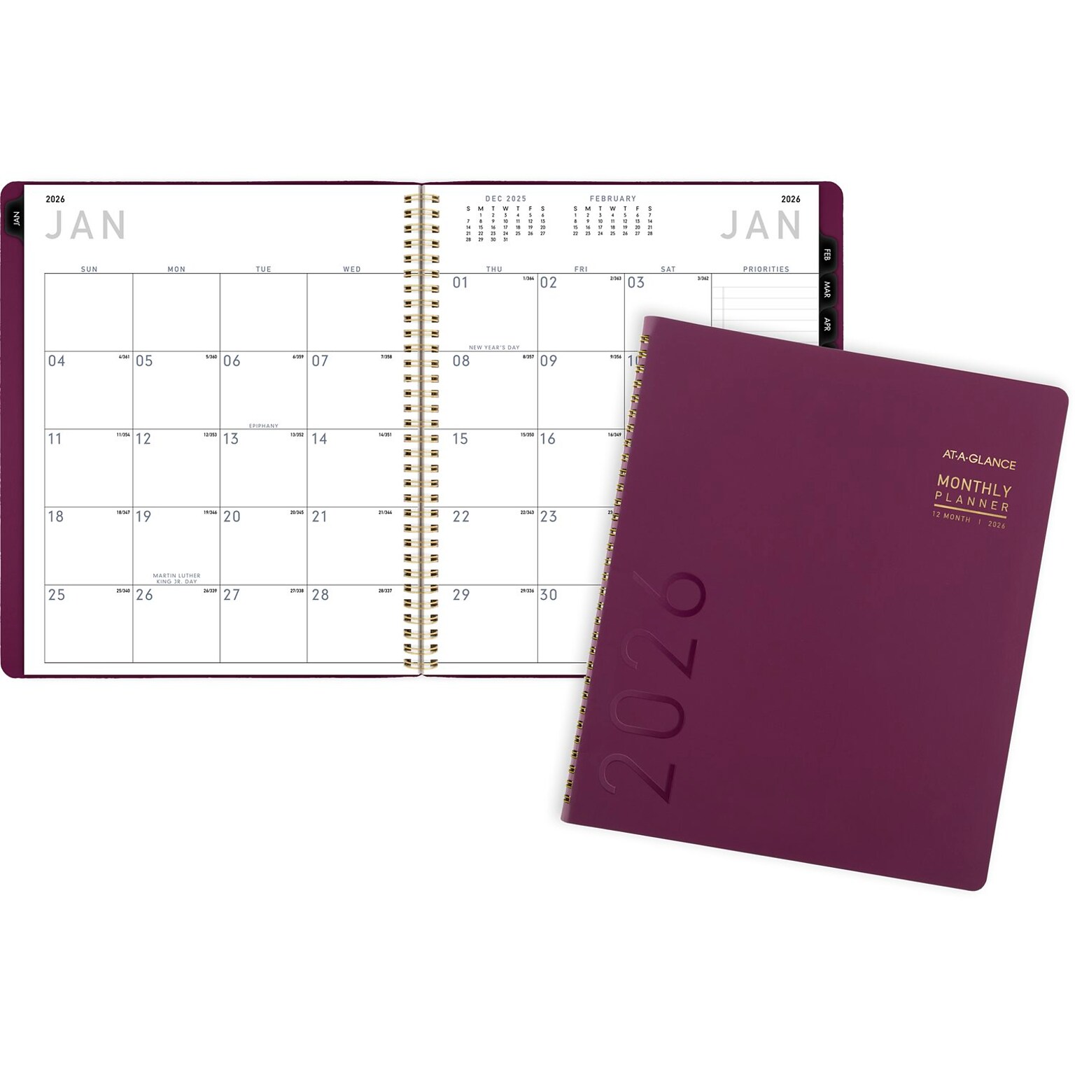 2026 AT-A-GLANCE Contemporary 9 x 11 Monthly Planner, Faux Leather Cover, Purple (70-250X-14-26)