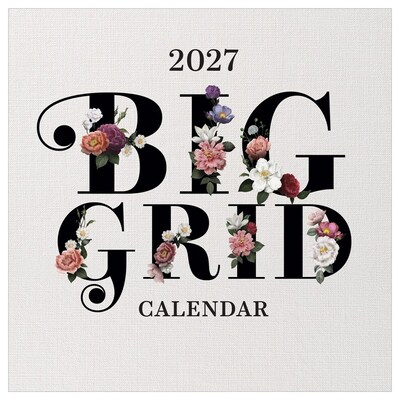 2027 TF Publishing Big Grid-Floral 12 x 12 Monthly Wall Calendar, Multicolored (27-1103)