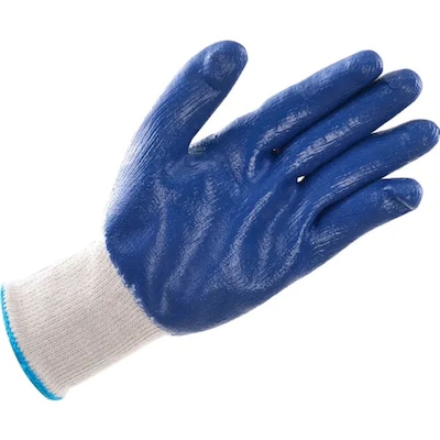 Global Industrial Latex Coated String Knit Work Gloves, Natural/Blue, X-Large, 12 Pairs (708355XL)