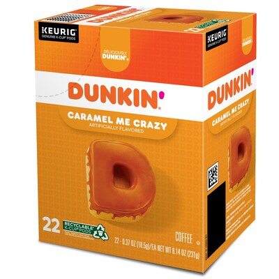 Dunkin' Caramel Me Crazy Coffee, Keurig K-Cup Pod, Medium Roast, 88/Carton (5000364900CT)