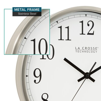 La Crosse Technology 12 Inch Atomic Analog Wall Clock, Stainless Steel (WT-3126B)