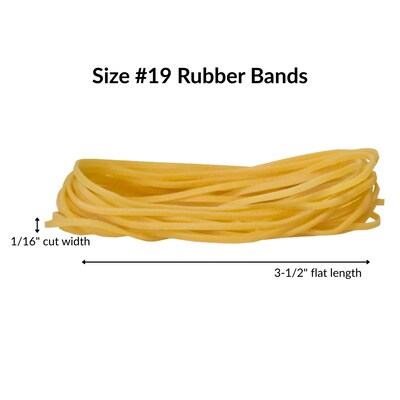 Alliance Pale Crepe Gold Multi-Purpose #19 Rubber Bands, 3-1/2" x 1/16", Golden Crepe, 1890/Pack (20195)