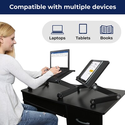 Uncaged Ergonomics WorkEZ Adjustable Aluminum Laptop Lap Desk Cooling Stand, Light Black (WELB)