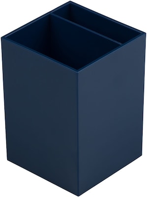 JAM PAPER Plastic Pen Holder, Navy Blue, Desktop Pencil Cup, Sold Individually (341nas)