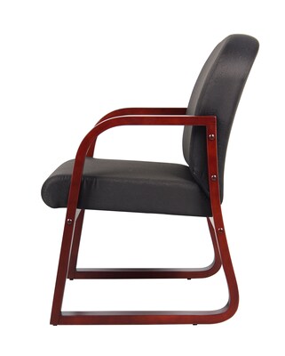 Boss Office Products B9570 Series Fabric Guest Chair, Black/Mahogany
