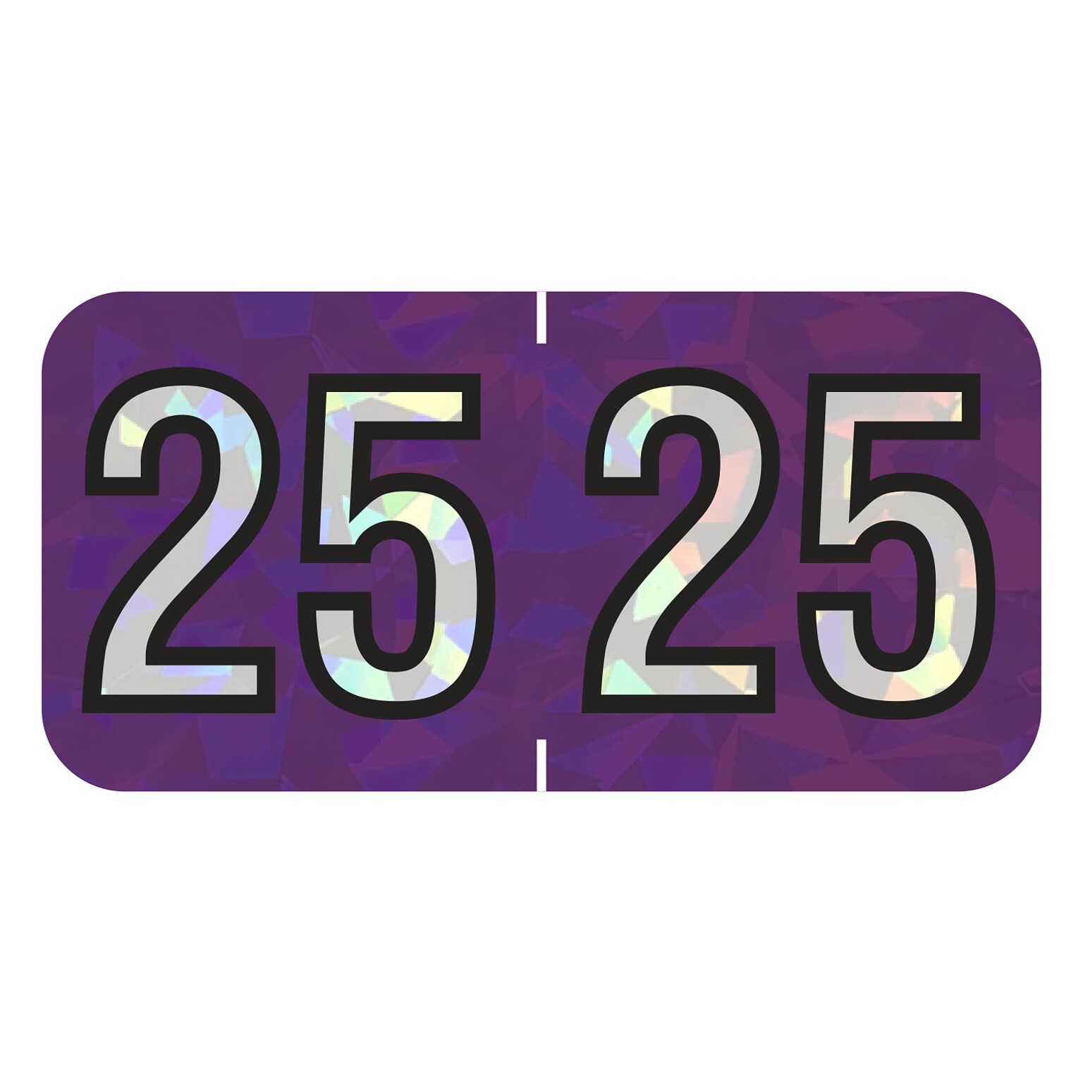 Medical Arts Press Holographic End-Tab Year Labels, 2025, Violet, 500/Roll (0725HV)