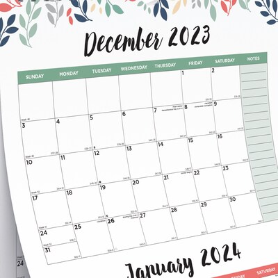 2024 Blueline Leaves 12.5 x 27 Three-Month Wall Calendar (C171129)