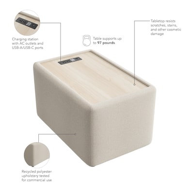 Bush Business Furniture Assemble Side Table with Charging Station, Oat Fabric (ASM120OTF-03)