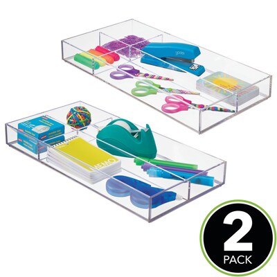 iDESIGN 4-Compartment Plastic Drawer Organizer, Clear, 2 Piece (29092M2)