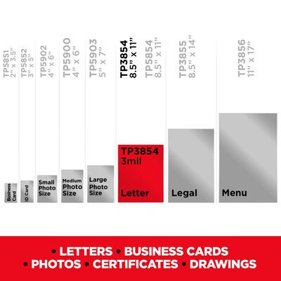 Scotch Thermal Laminating Pouches, Letter Size, 3 Mil, 200/Pack (TP3854-200)