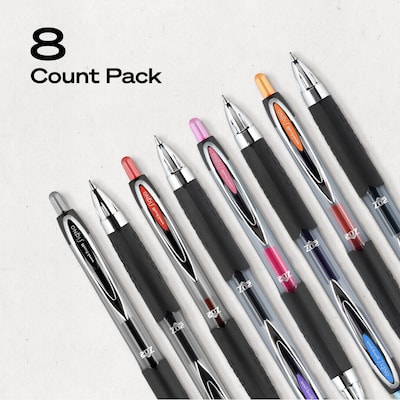 uniball 207 Retractable Gel Pens, Medium Point, 0.7mm, Assorted Ink, 8/Pack (40110)