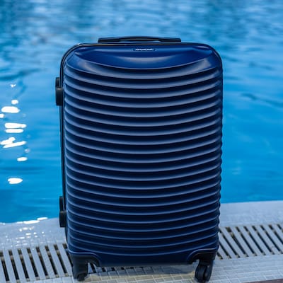 DUKAP Adly 3-Piece Hardside Spinner Luggage Set, TSA Checkpoint Friendly, Navy Blue (DKADLSML-BLU)