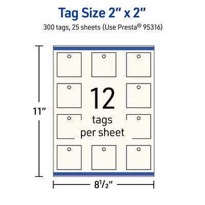 Avery 2" Blank Price & Merchandise Tags, Ivory, 300/Pack (95316-MIT25)
