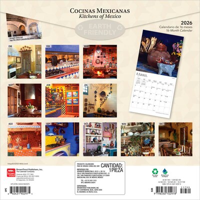 2026 BrownTrout Cocinas Mexicanas Kitchens of Mexico 12 x 12 Monthly Wall Calendar (9798330702978)