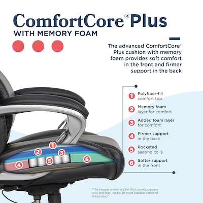 La-Z-Boy Niall AIR Lumbar Pro+ Ergonomic Vegan Leather Executive Big & Tall Chair, 400 lb. Capacity, Black (60114-BLK)