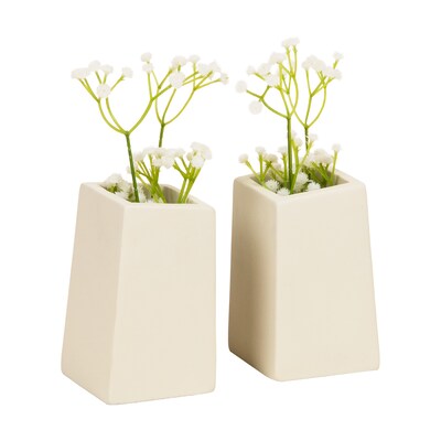 Mind Reader Concrete Book Ends, 5", White, 2/Set (RBPLANT-WHT)