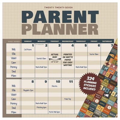 2027 TF Publishing Parent Planner 12 x 12 Monthly Wall Calendar, Multicolored (27-1143)
