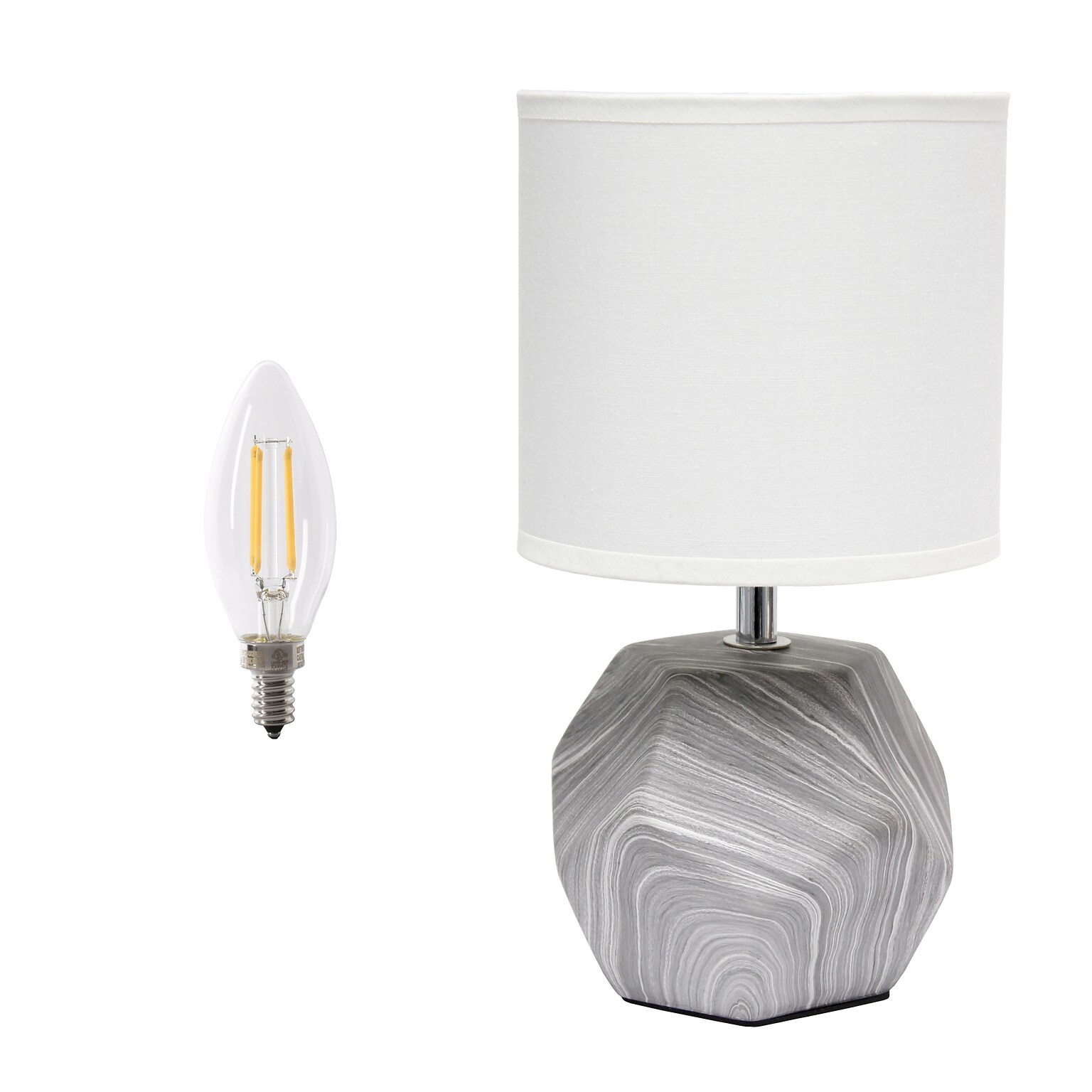 Simple Designs Geometric Prism Mini 10.24 LED Table Lamp, Marbled (LT2065-MBL-LB)