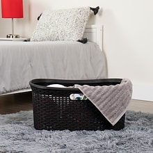 Mind Reader 10.57-Gallon Laundry Basket with Handles, Plastic, Black, 2/Set (40LBASK2PK-BLK)
