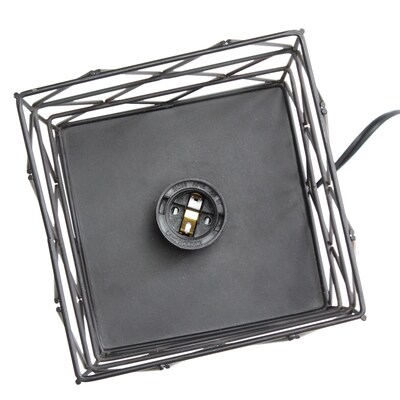 Creekwood Home Geometric Metal Cage 10" LED Table Lamp, Black (CWT-1003-BK)